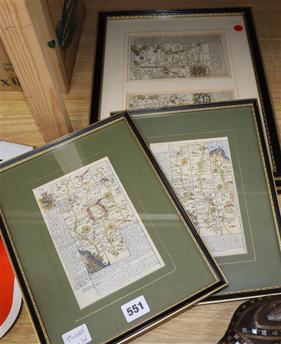 Four coloured engraved road maps,